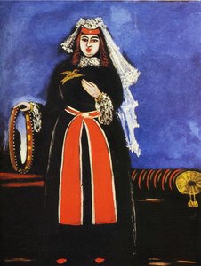 A Georgian Woman with Tambourine by Niko Pirosmani